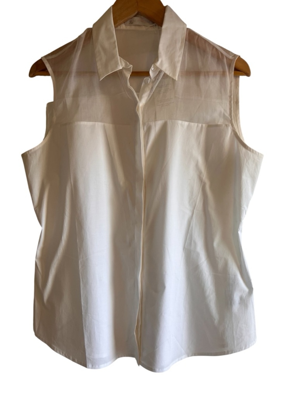 NWT Anne Fontaine Pietra top white sleeveless button down silk mesh top size 42
